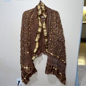 Elegant Brown and Gold Women's Shawl